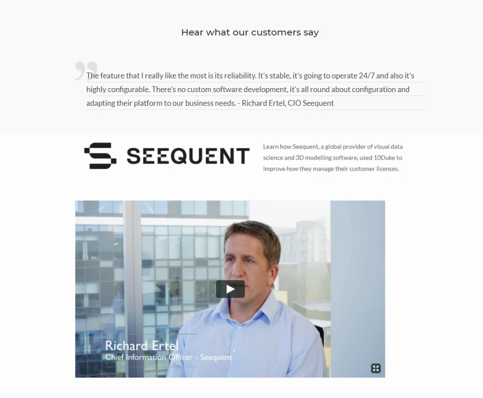screenshot of 10Duke Enterprise